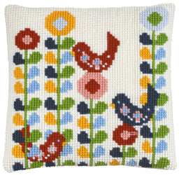 003295 - PAKO 40X40 cm CUSHION KIT  BIRD FLORAL SCANDINAVIAN DESIGN