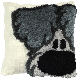 012030 - PAKO 40X40cm LATCH HOOK CUSHION FRONT KIT PUPPY GREY