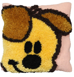 012031 - PAKO 40X40cm LATCH HOOK CUSHION FRONT KIT PUPPY YELLOW
