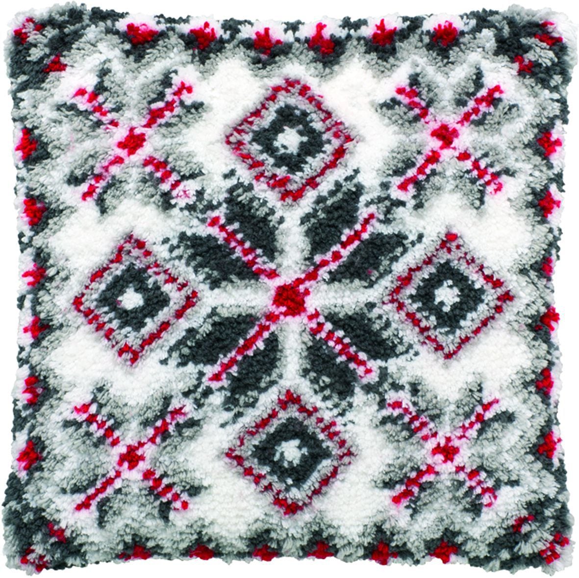 013326 - PAKO 40X40 cm LATCH HOOK CUSHION KIT SNOWFLAKE GREY