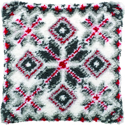 013326 - PAKO 40X40 cm LATCH HOOK CUSHION KIT SNOWFLAKE GREY