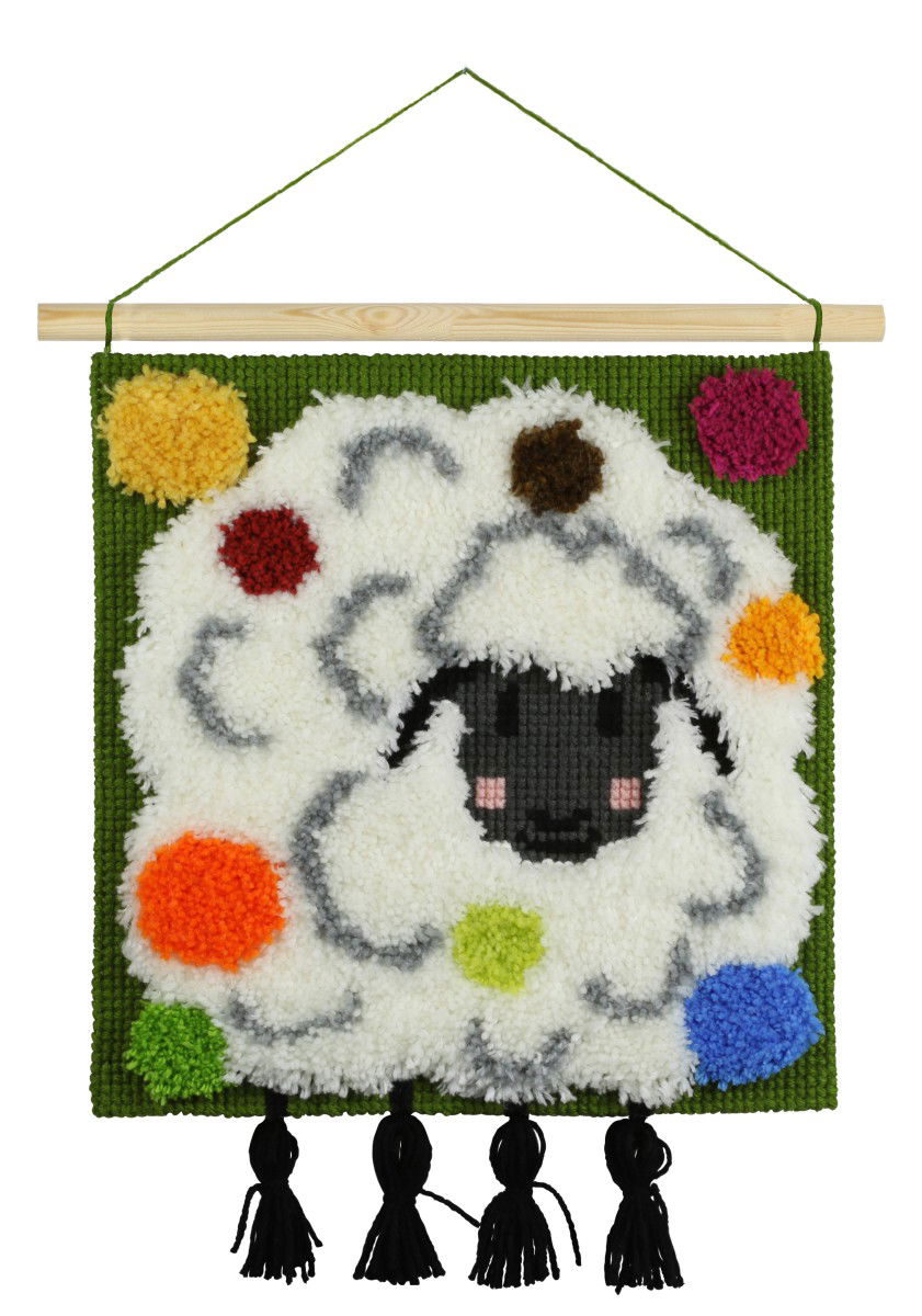 017600 - PAKO CROSS-STITCH LATCH WALL HANGER 40 X 40cm SHEEP
