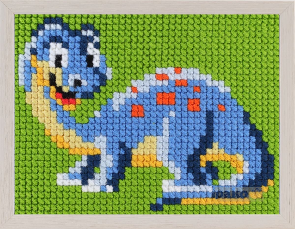 027061 - PAKO 18X24cm CROSS STITCH BLUE DINO