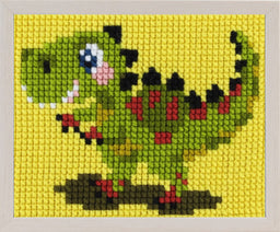 027062 - PAKO 18X24cm CROSS STITCH GREEN DINO