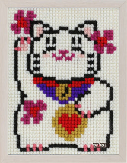 027064  PAKO 18X24cm CROSS STITCH KIT LUCKY CAT