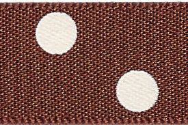 12251-15-25 - BERI POLKA DOT SATIN 25 BROWN 15mm
