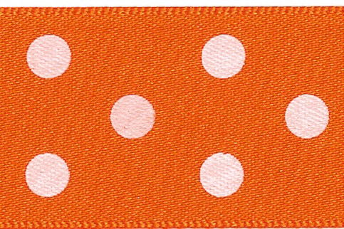 12251-15-42 - BERI POLKA DOT SATIN 15mm 42 ORANGE