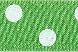 12251-15-664 - BERI POLKA DOT SATIN 15mm 664 MEADOW
