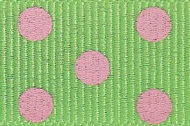 13461-15-15 - BERISFORD SPOTTY GROSGRAIN 15mm COL 15 GREEN/PINK 20M