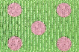 13461-15-15 - BERISFORD SPOTTY GROSGRAIN 15mm COL 15 GREEN/PINK 20M