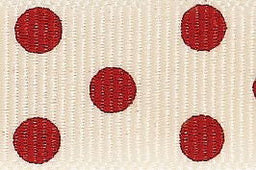 13461-15-2 - BERISFORD SPOTTY GROSGRAIN 15mm COL 2 NATURAL/RED 20M