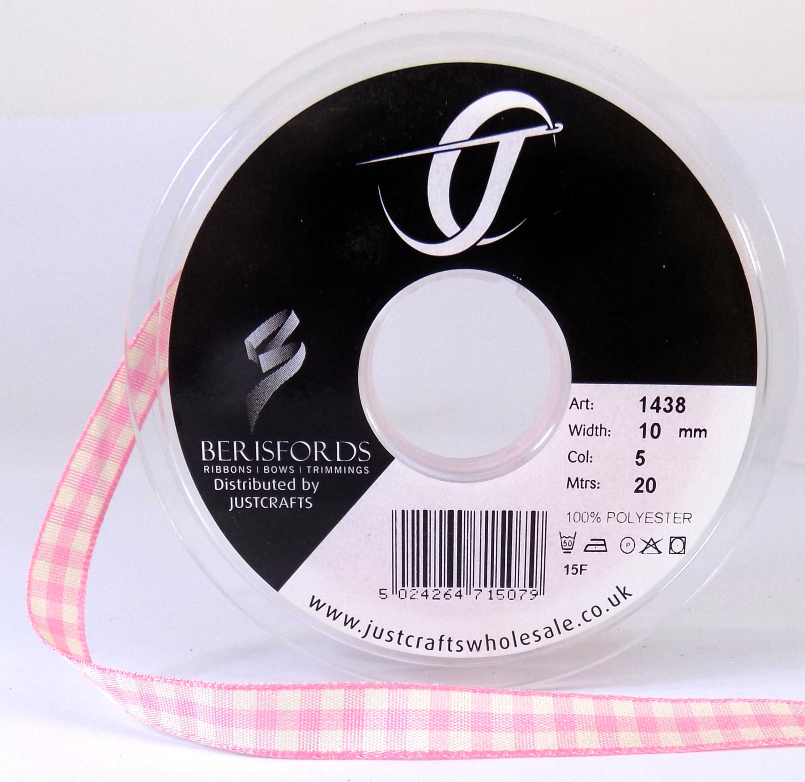 1438-10-5 - **BERISFORD NATURALGINGHAM 10mm COL 5 PINK  20M
