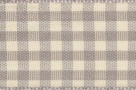 1438-15-7 - BERISFORD NATURAL GINGHAM 15mm COL 7 GREY 20M