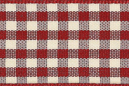 1438-25-1 - BERISFORD NATURAL GINGHAM 25mm COL 1 RED 20M