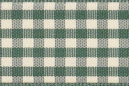 1438-25-2 - BERISFORD NATURAL GINGHAM 25mm COL 2 GREEN 20M