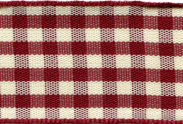 1438-25-3 - **BERISFORD NATURAL GINGHAM 25mm COL 3 BURGANDY 20M