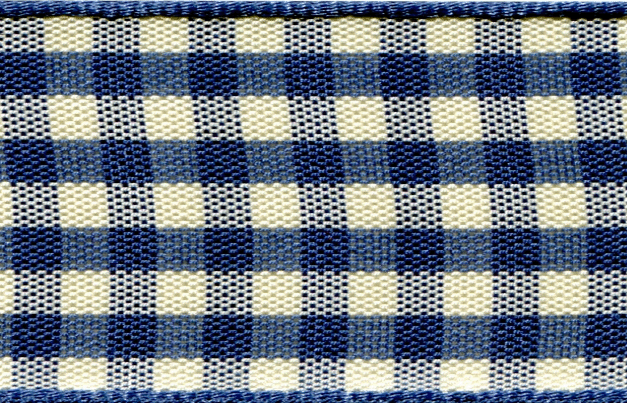 1438-15-4 - **BERISFORD NATURAL GINGHAM 15mm COL 4 BLUE 20M
