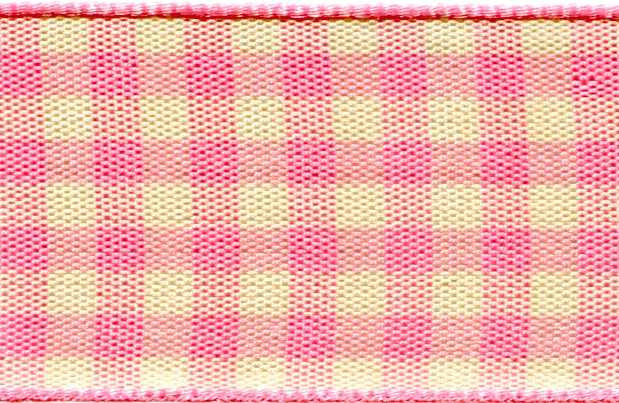 1438-25-5 - **BERISFORD NATURAL GINGHAM 25mm COL 5 PINK 20M