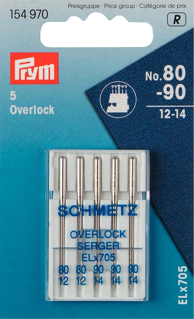 P154970  Sew Mach Needle Overlock 80-90 asstd Sys. ELX705 CR x 5pc