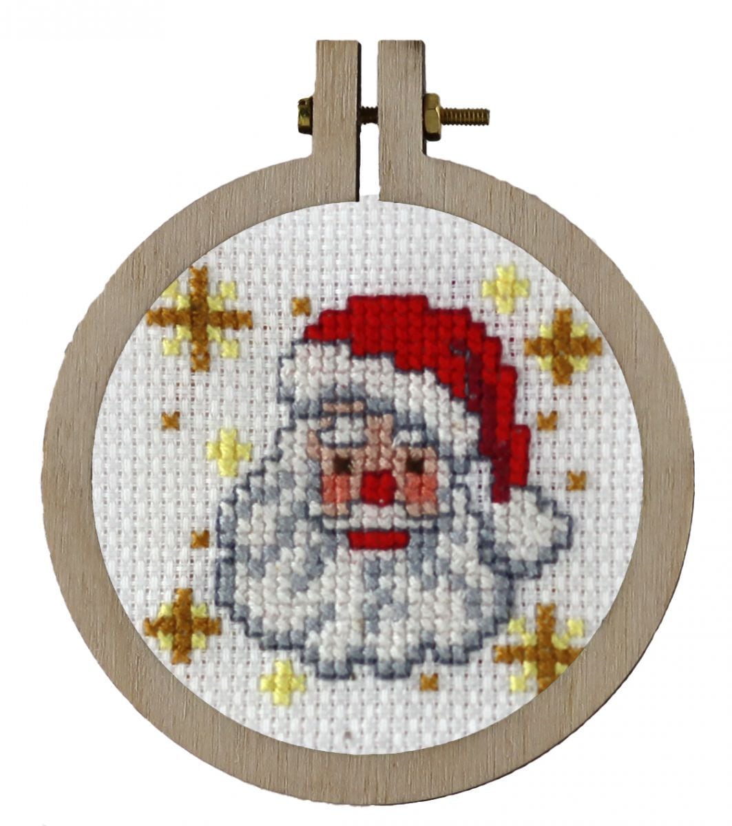 204021 - PAKO 5cm DIA COUNTED CROSS STITCH KIT SANTA
