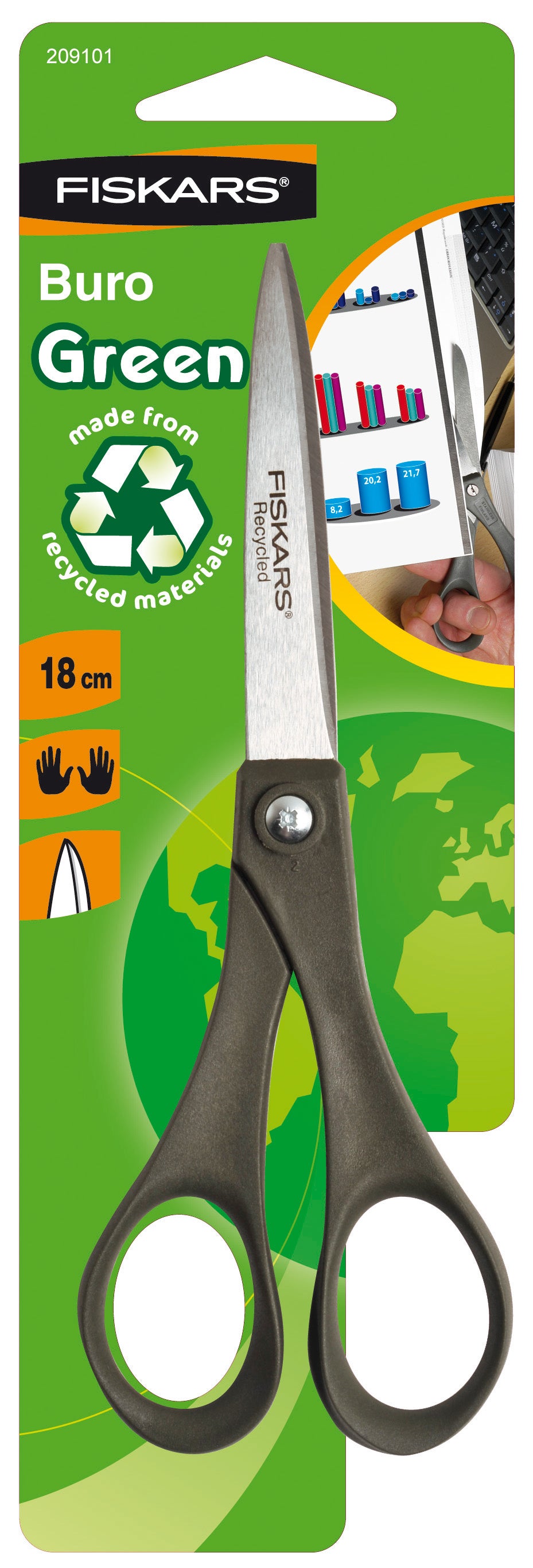 209101  **1005127 FISKARS BURO MULTI PURPOSE 18CM