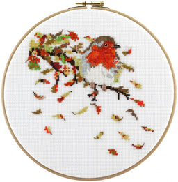 212354 - PAKO 22cm ROBIN ON AUTUMN BRANCH COUNTED CROSS STITCH