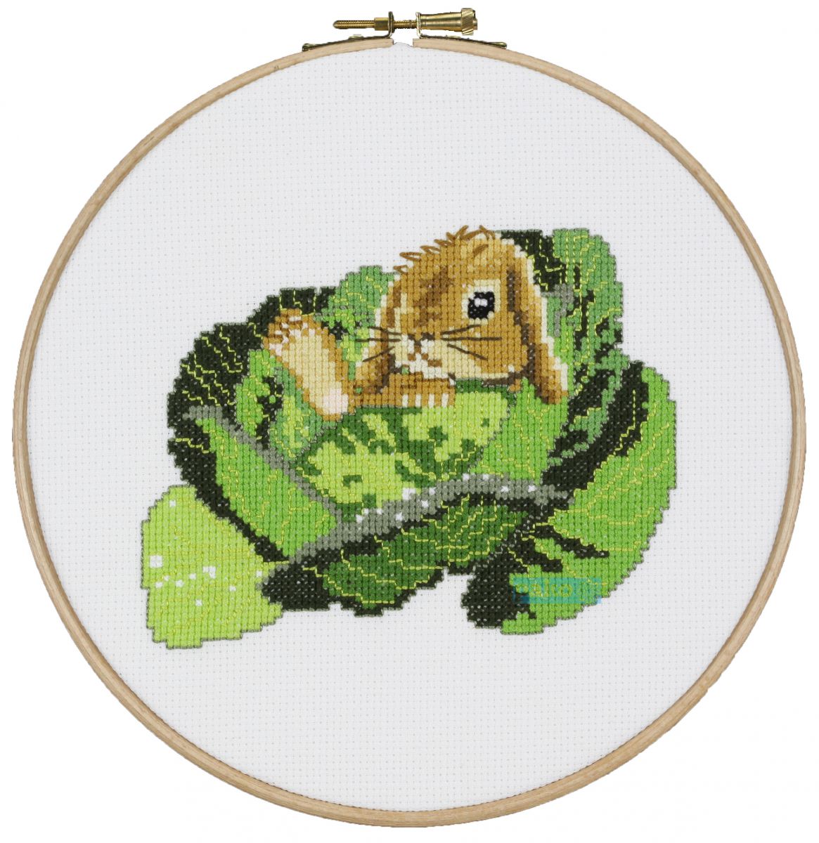 212356 - PAKO 20cm BUNNY IN CABBAGE COUNTED CROSS STITCH KIT