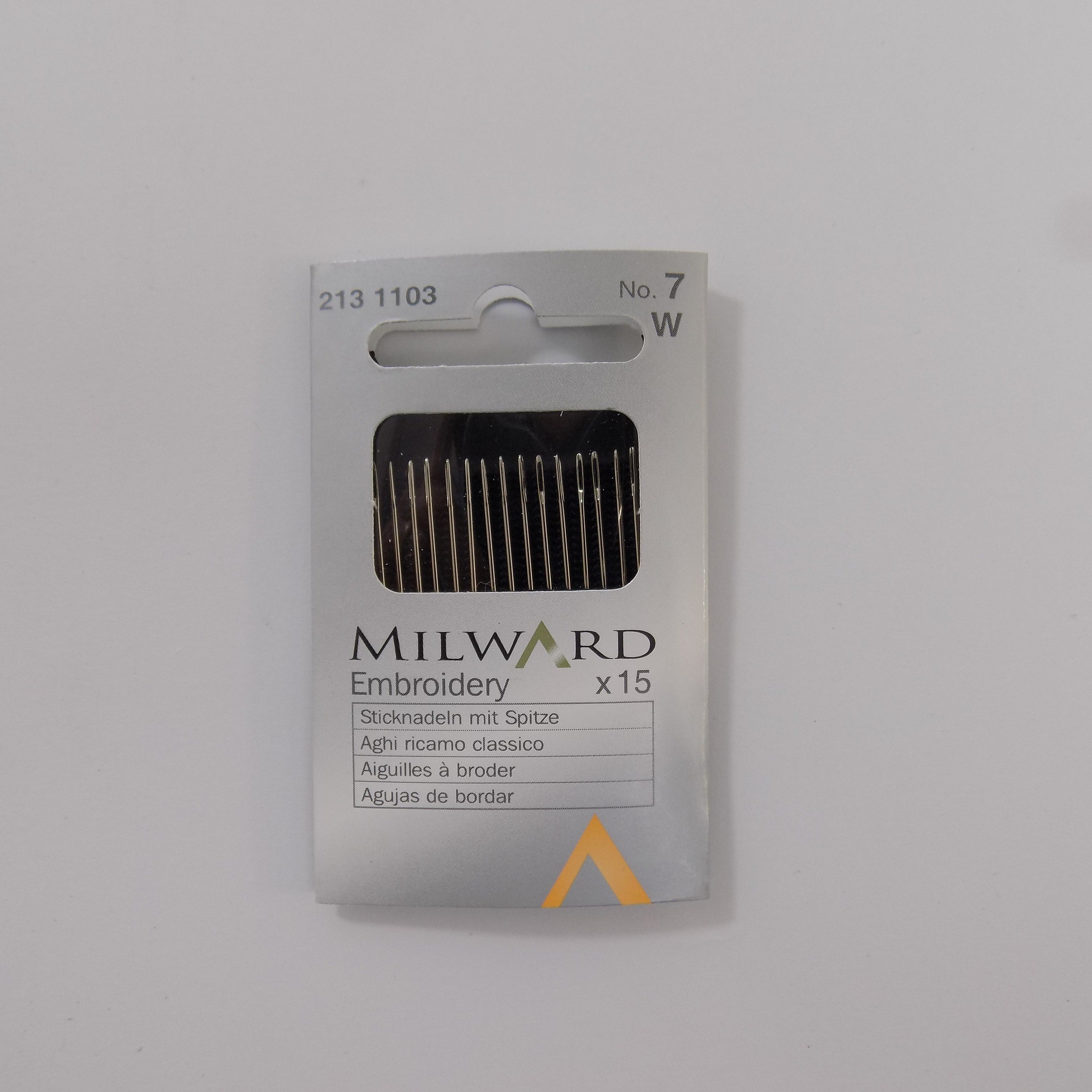 2131103  **MILWARD EMBROIDERY.  NO. 7 (15 NEEDLES) 10 CARDS