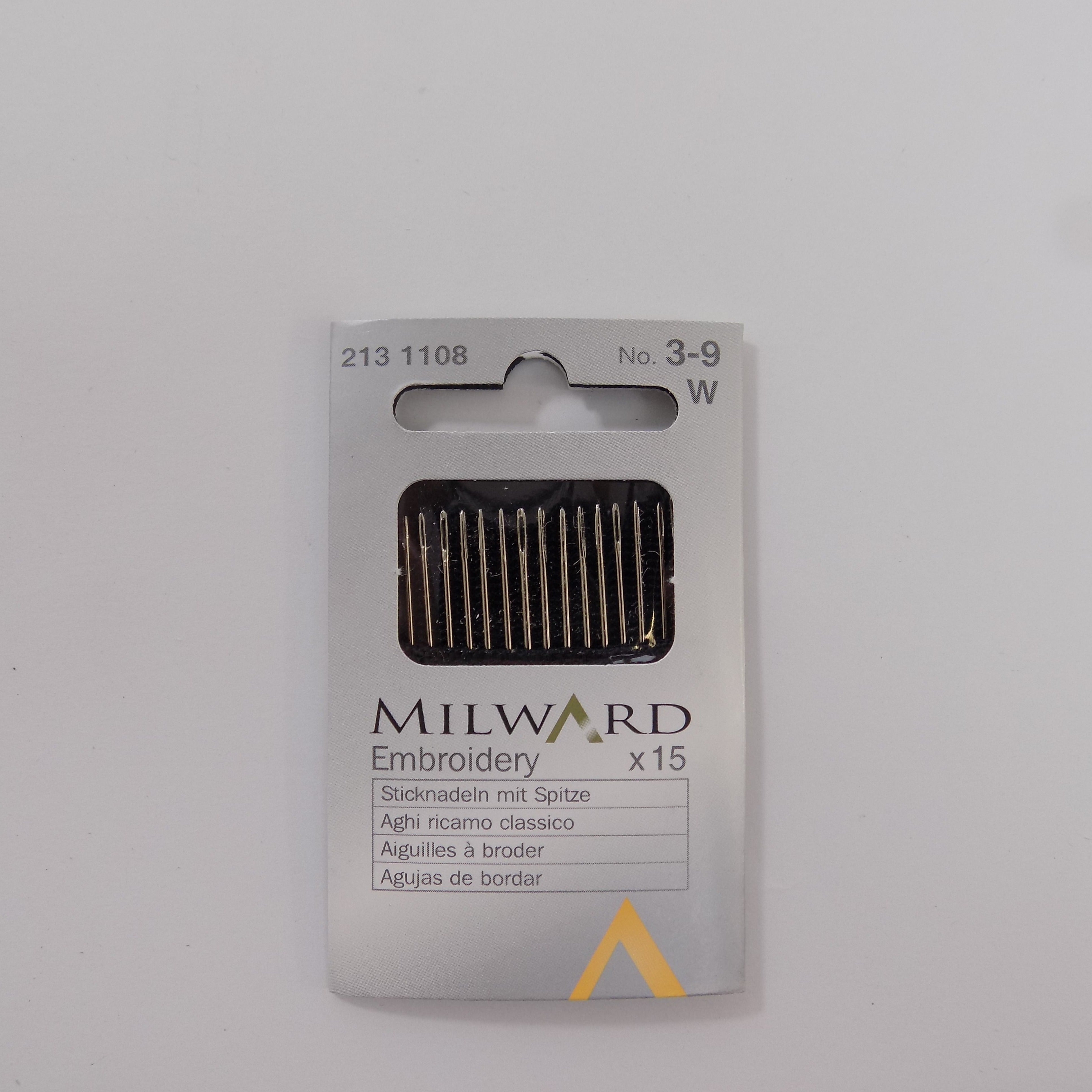 2131108  **MILWARD EMB NEEDLE ASST 3-5-7-9 (15 NEEDLES)