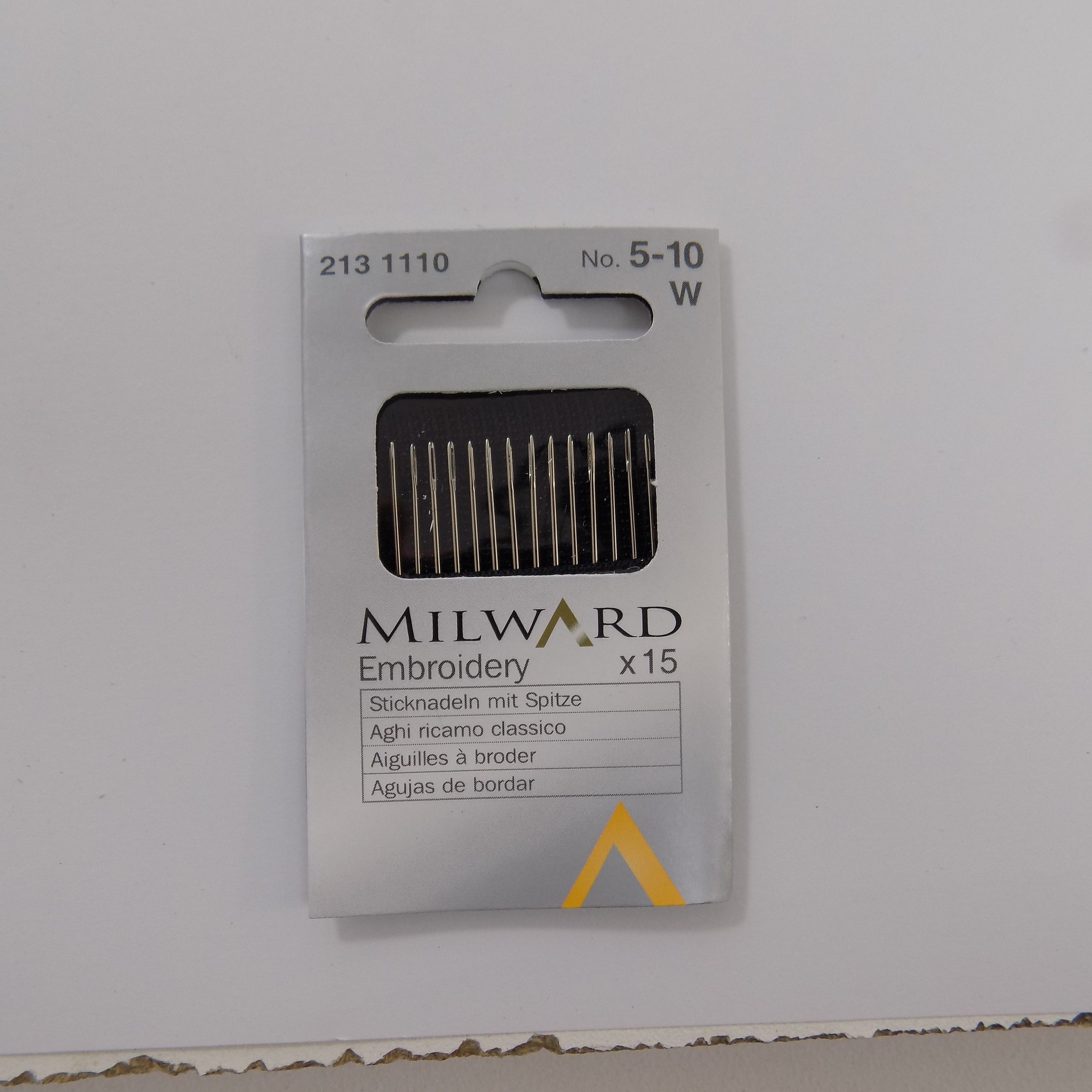 2131110  **MILWARD EMBROIDERY NO 5-7-9-10 (15 NEEDLES) 10 CARDS
