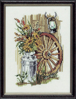 215405 - PAKO 15X20cm MILK CHURN/WHEEL COUNTED CROSS STITCH KIT