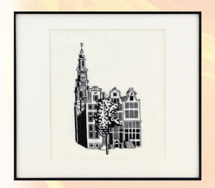 218950  *PAKO 32X29CM BLACK EFFECT BUILDING COUNTED CROSS STITCH KIT