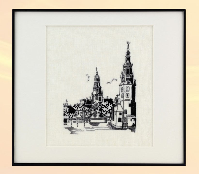 218951 *PAKO 32X29CM BLACK EFFECT BUILDING COUNTED CROSS STITCH KIT