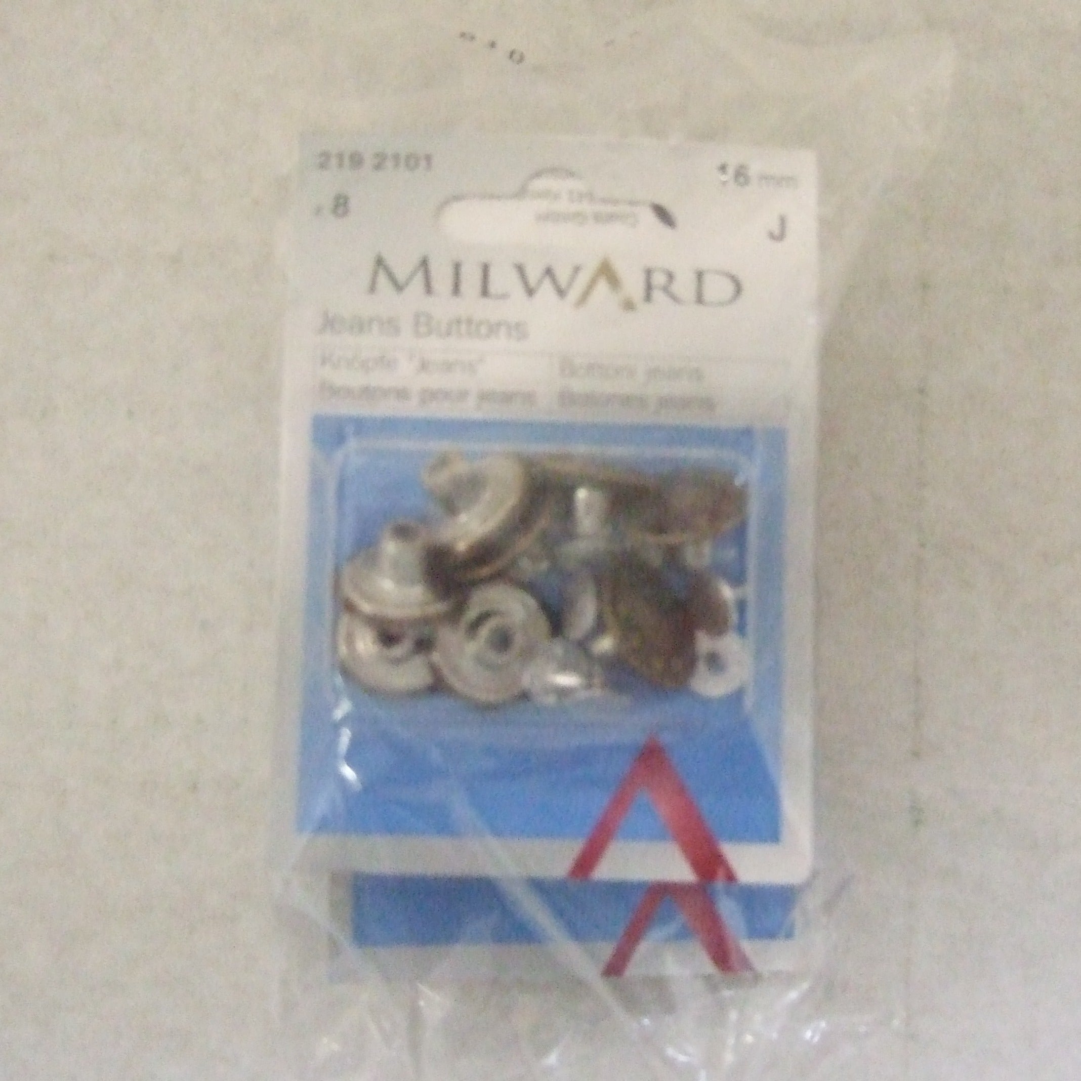 2192101  **MILWARD JEANS BUTTON 16MM ANT COPPER (8PCS)