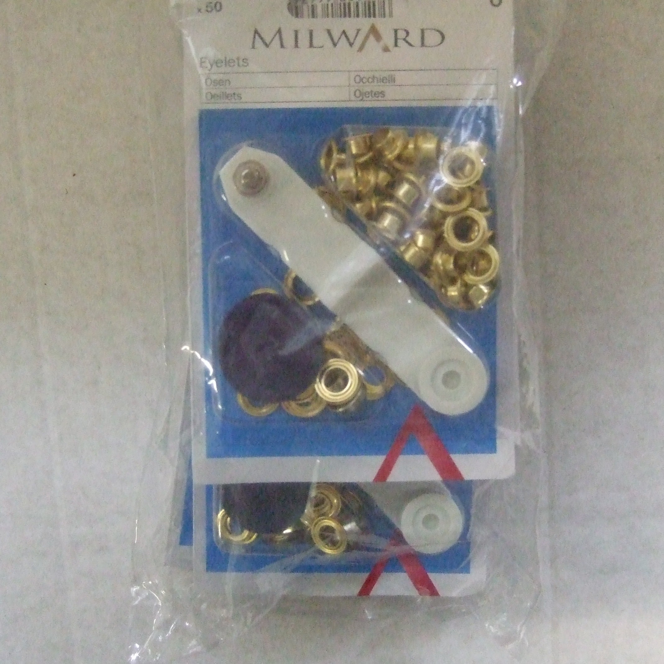 2194102  **MILWARDS 5MM GILT EYELETS (brass) x 50 pcs