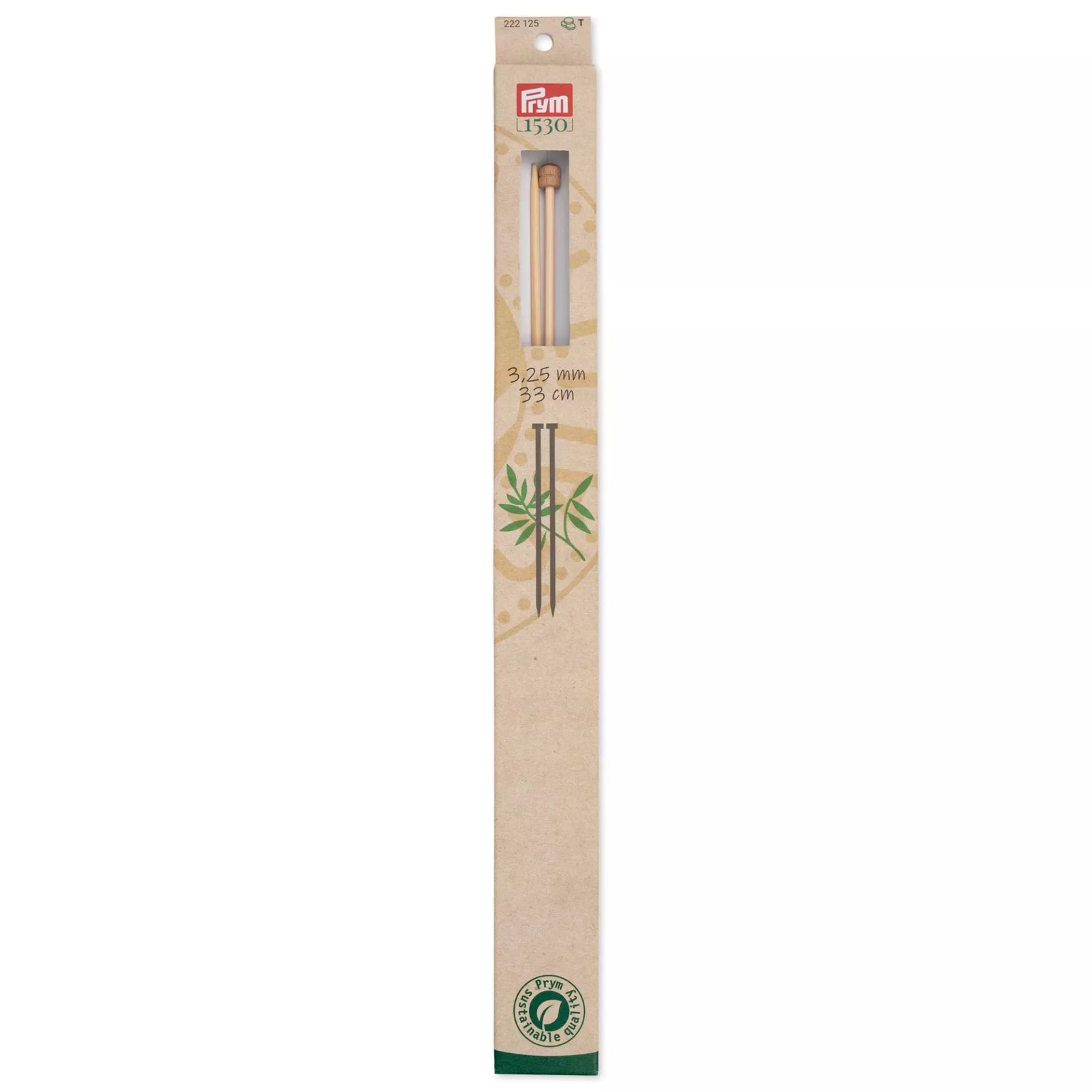 P222125 - Single-pointed Knitting Pins BAMBOO  33 cm 3.25 mm