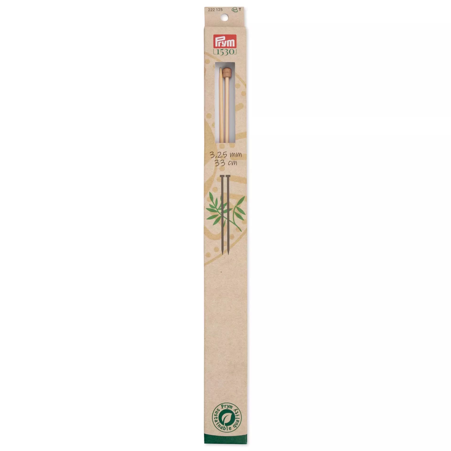 P222125 - Single-pointed Knitting Pins BAMBOO  33 cm 3.25 mm