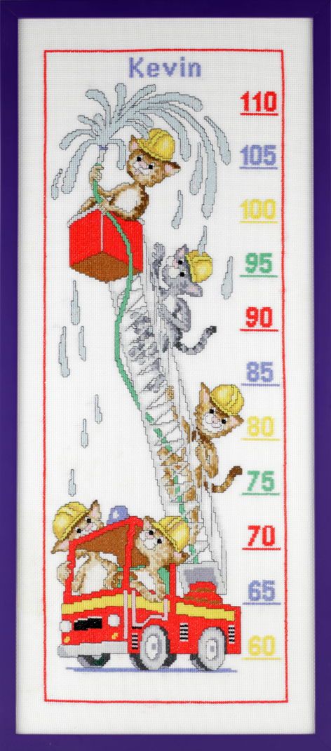 223761 - PAKO 30X67cm FIRE ENGINE CATS CHART COUNTED CROSS STITCH KIT