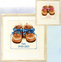 225285 - PAKO 34X35cm BABY SHOES PINK/BLUE COUNTED CROSS STITCH KIT