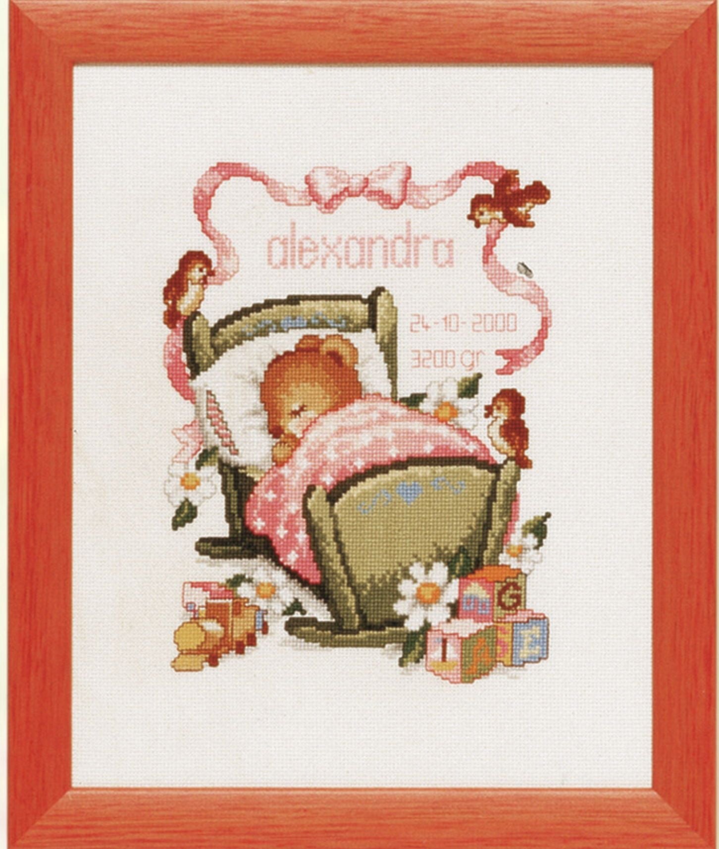 225289 - PAKO 25X30cm BIRTH GIRL COT COUNTED CROSS STITCH KIT