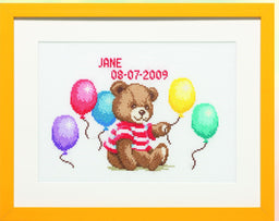 225295 - PAKO 39X31cm TEDDY/BALLOONS COUNTED CROSS STITCH KIT