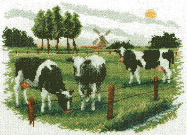 237082 - PAKO 43X35cm COWS GRAZING COUNTED CROSS STITCH KIT