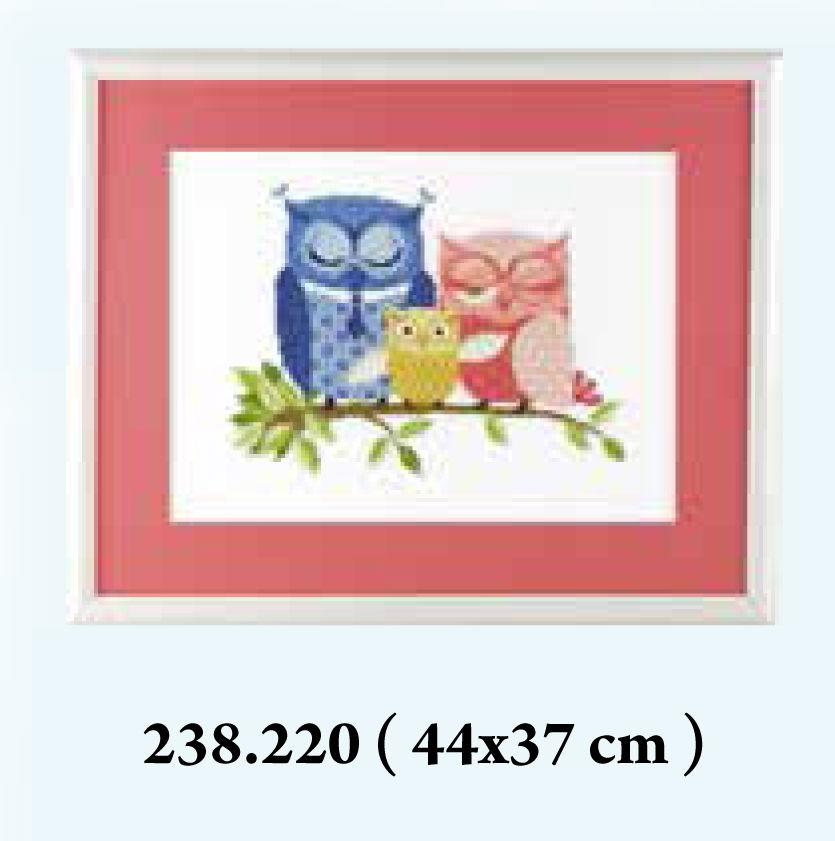 238220 - PAKO 44X37cm OWL FAMILY COUNTED CROSS STITCH KIT
