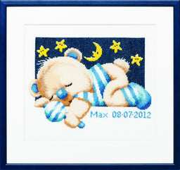 238616 - PAKO 36X34cm SLEEPING BEAR BLUE COUNTED CROSS STITCH KIT