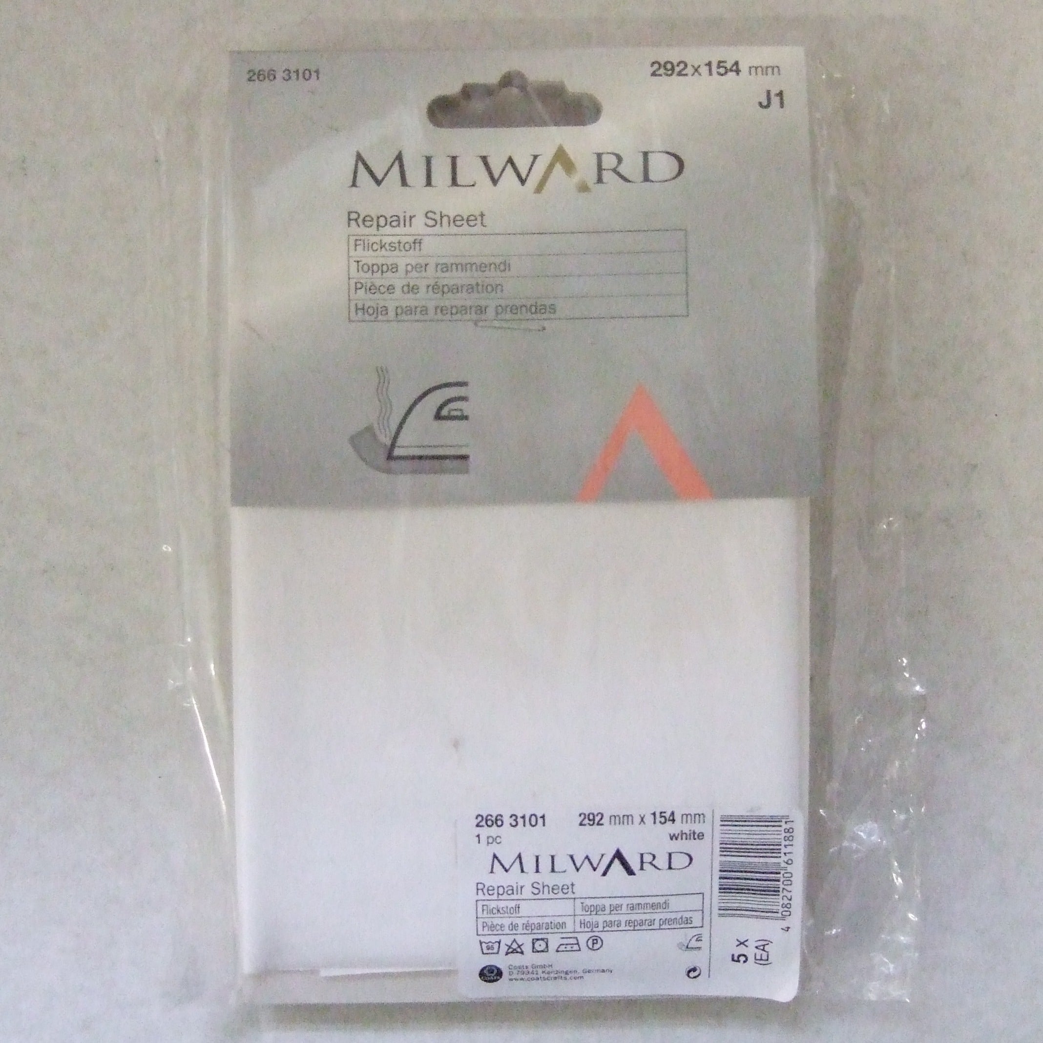 2663101  **MILWARD COTTON REPAIR SHEET 292 X 154mm WHITE