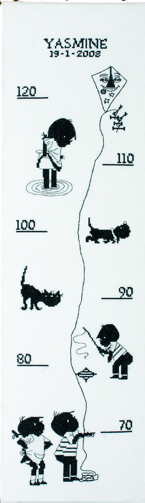 270006 - PAKO B/W KIDS HEIGHT CHART 21X75cm COUNTED CROSS STITCH KIT
