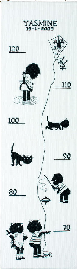 270006 - PAKO B/W KIDS HEIGHT CHART 21X75cm COUNTED CROSS STITCH KIT