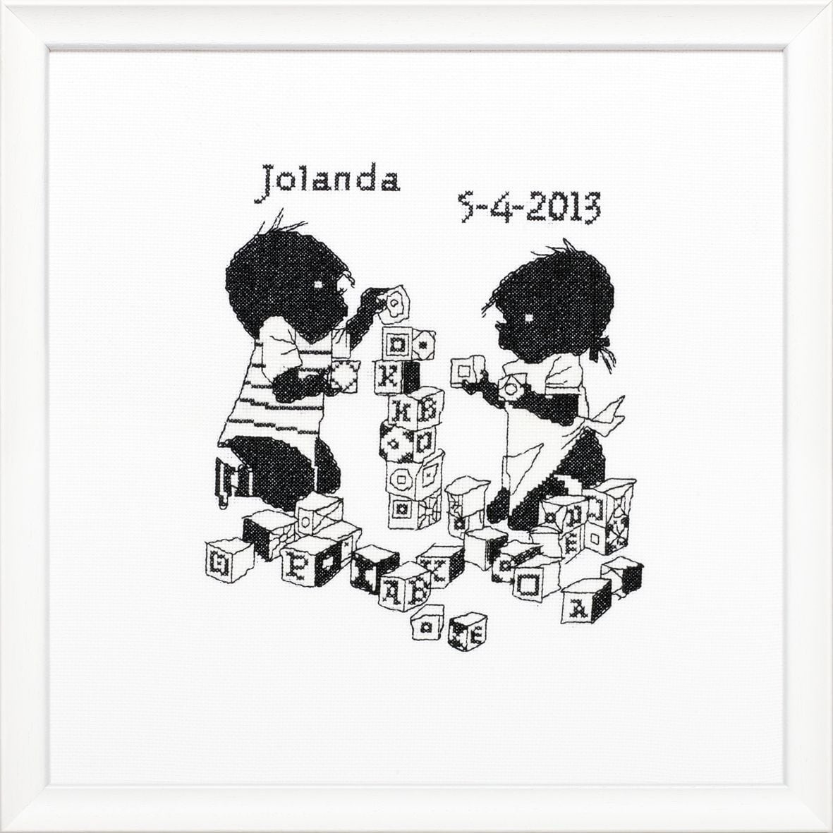 270017 - PAKO B/W KIDS BIRTH BRICKS 42X42cm COUNTED CROSS STITCH KIT