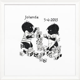 270017 - PAKO B/W KIDS BIRTH BRICKS 42X42cm COUNTED CROSS STITCH KIT