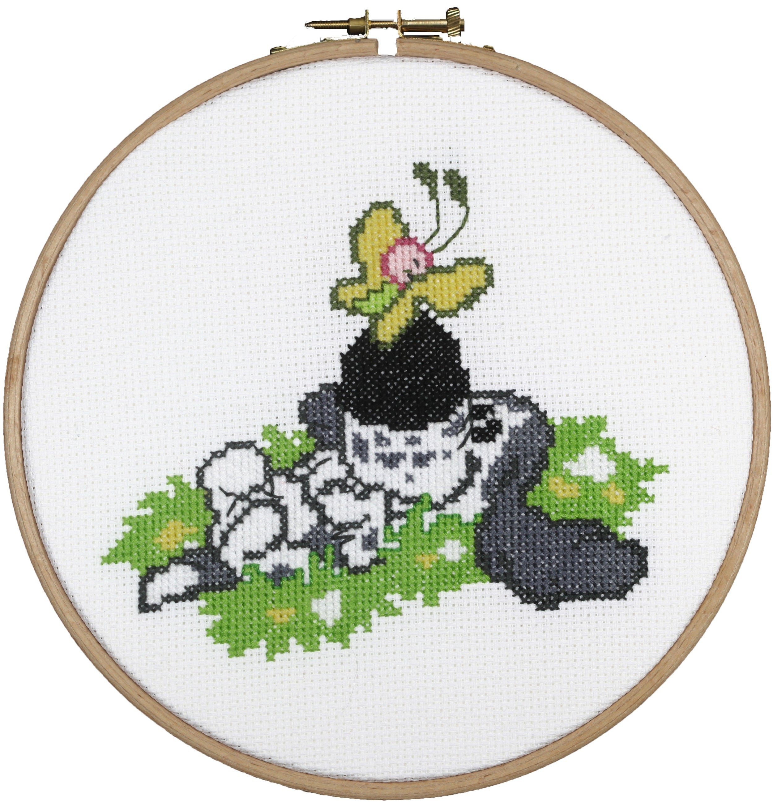 271047 - PAKO DOG & BUTTERFLY 17cm RND COUNTED CROSS STITCH KIT